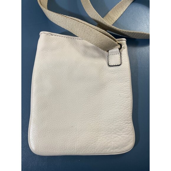 Michael Kors Cream White Pebbled Leather Crossbody Bag Gold Hardware Snap Close - Picture 2 of 13